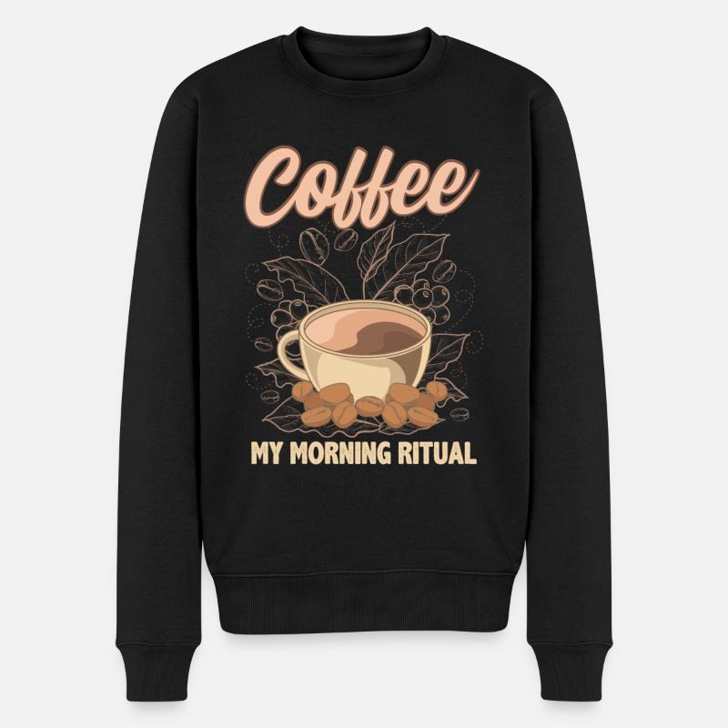 Caffee mein Morgenritua - Männer Premium Bio Pullover - Schwarz