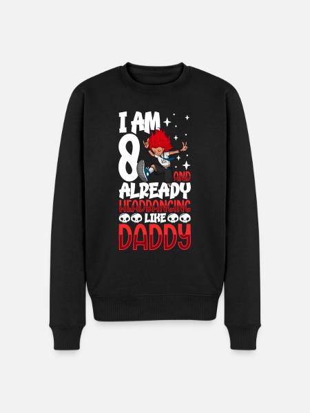 Ich bin 8 - Mädchen Rocker - Männer Premium Bio Pullover - Schwarz