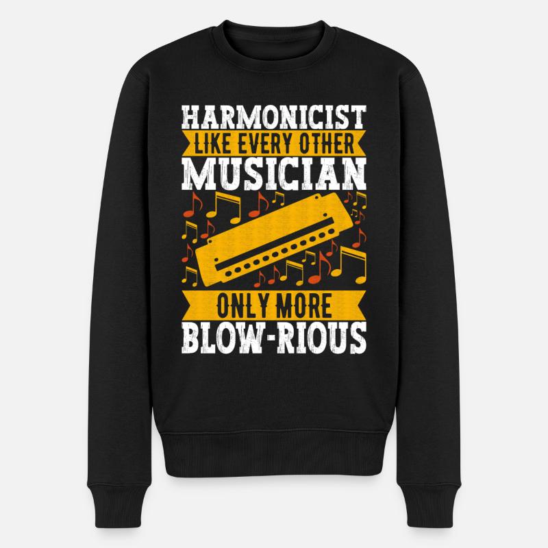 Harmonika Mundharmonika - Männer Premium Bio Pullover - Schwarz