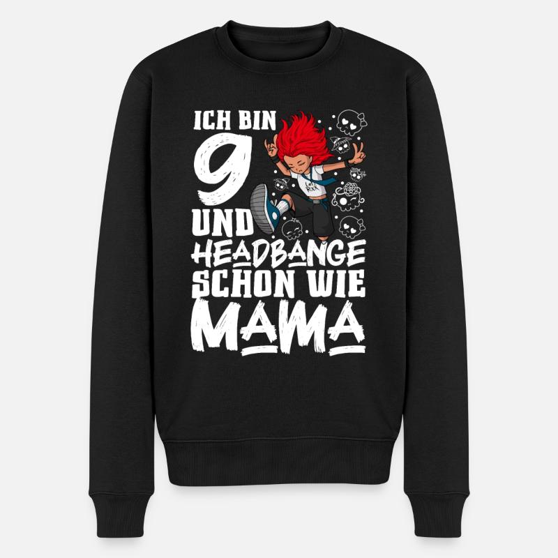Ich bin 9 - Mädchen Rocker - Männer Premium Bio Pullover - Schwarz