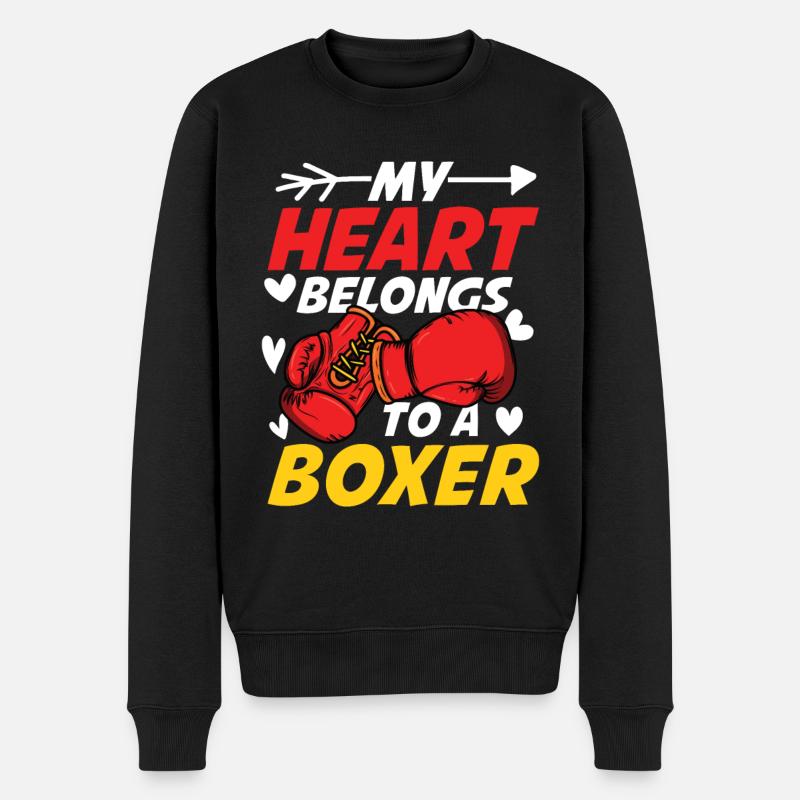 My Heart Belongs To A Boxer - Männer Premium Bio Pullover - Schwarz