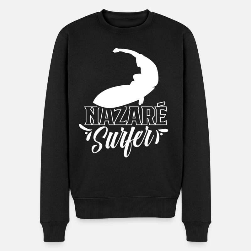 Nazaré Surfer Vagues Surf - Pull Premium bio Homme - noir