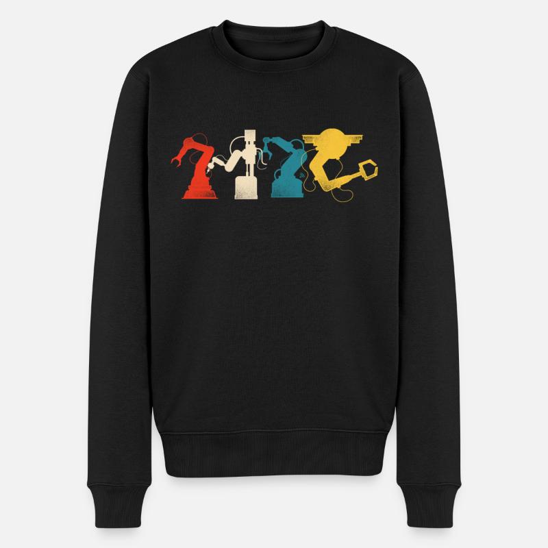 Robot Robotics Engineer Retro - Männer Premium Bio Pullover - Schwarz