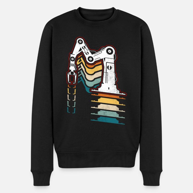 Robot Robotics Engineer Retro - Männer Premium Bio Pullover - Schwarz