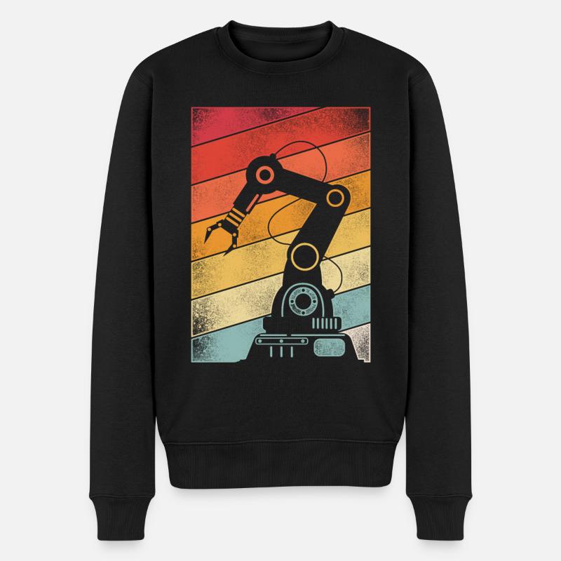 Robot Robotique Ingénieur Rétro - Pull Premium bio Homme - noir