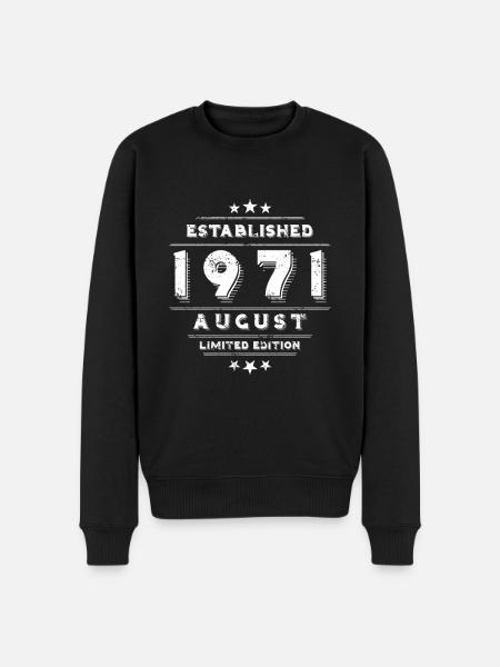Birthday in August 1971 - August - Men's Premium Organic Jumper - black