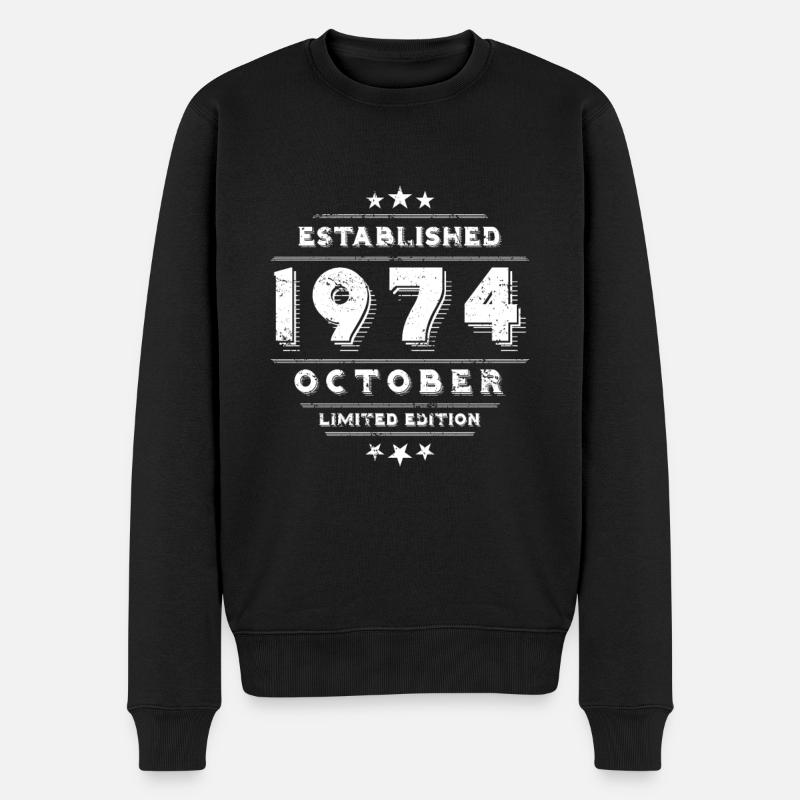Geburtstag im Oktober 1974 - October - Männer Premium Bio Pullover - Schwarz