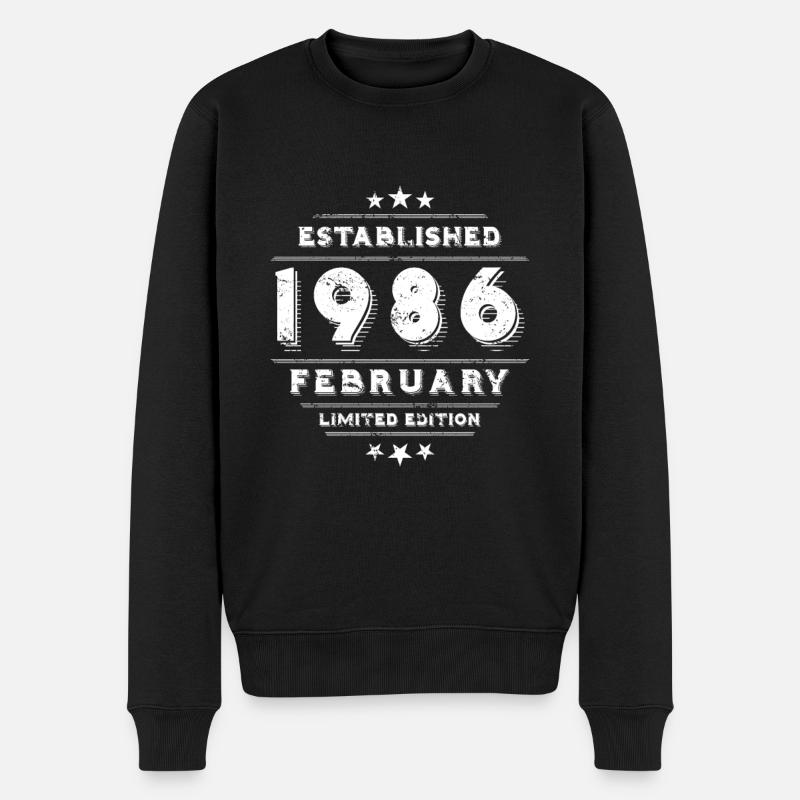 Anniversaire en février 1986 - février - Pull Premium bio Homme - noir