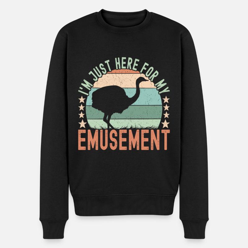 Emu Strauß - Männer Premium Bio Pullover - Schwarz