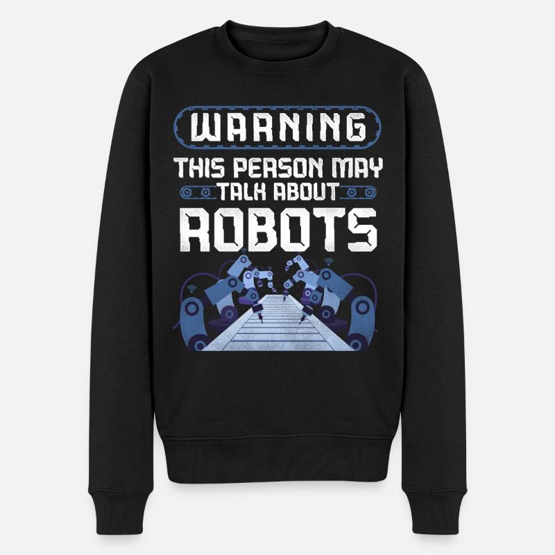 Robot Robotics Engineer Warning - Männer Premium Bio Pullover - Schwarz