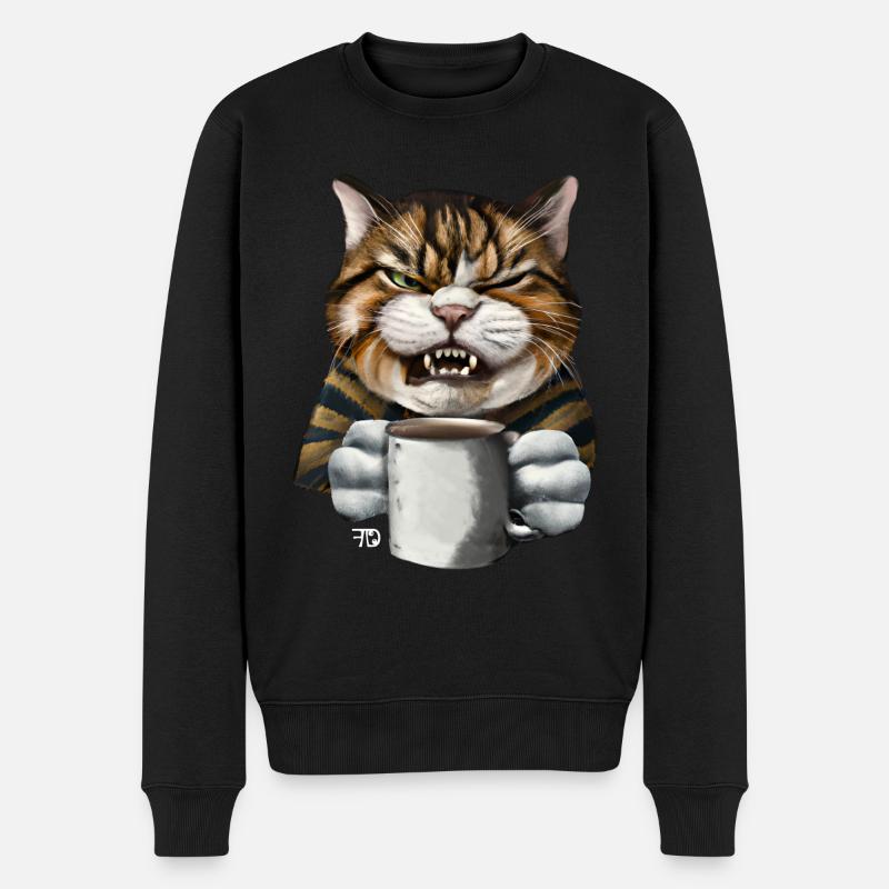 Chat de mauvaise humeur drôle - Pull Premium bio Homme - noir