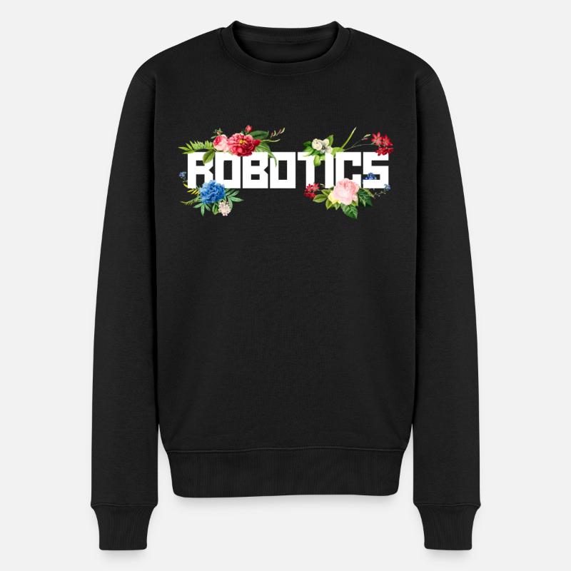Robot Robotics Engineer Flower - Männer Premium Bio Pullover - Schwarz