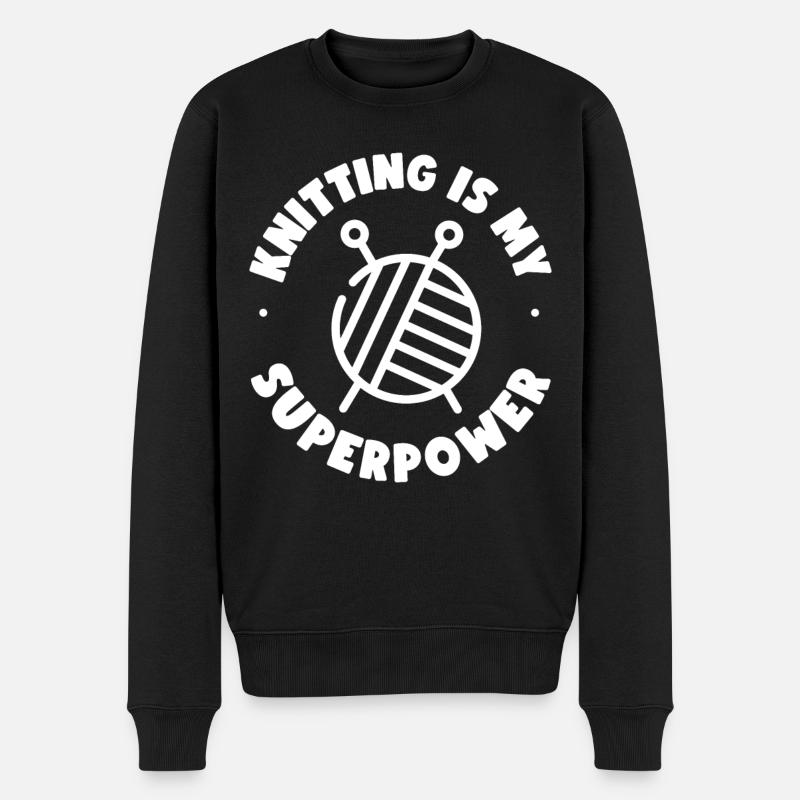 Knitting Knitter Knitting Is My - Männer Premium Bio Pullover - Schwarz