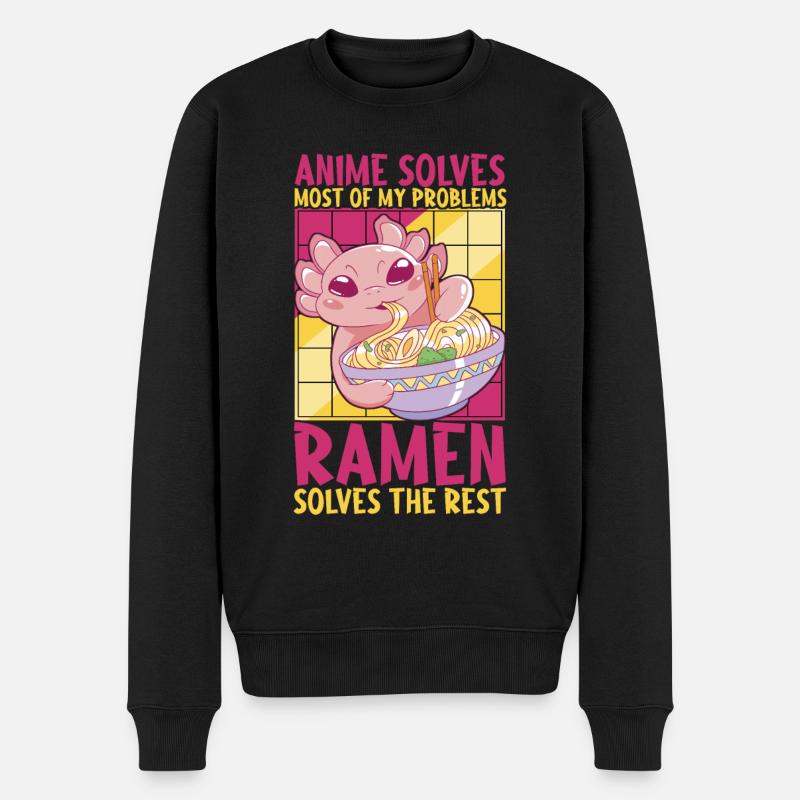 Anime Ramen Axolotl - Männer Premium Bio Pullover - Schwarz