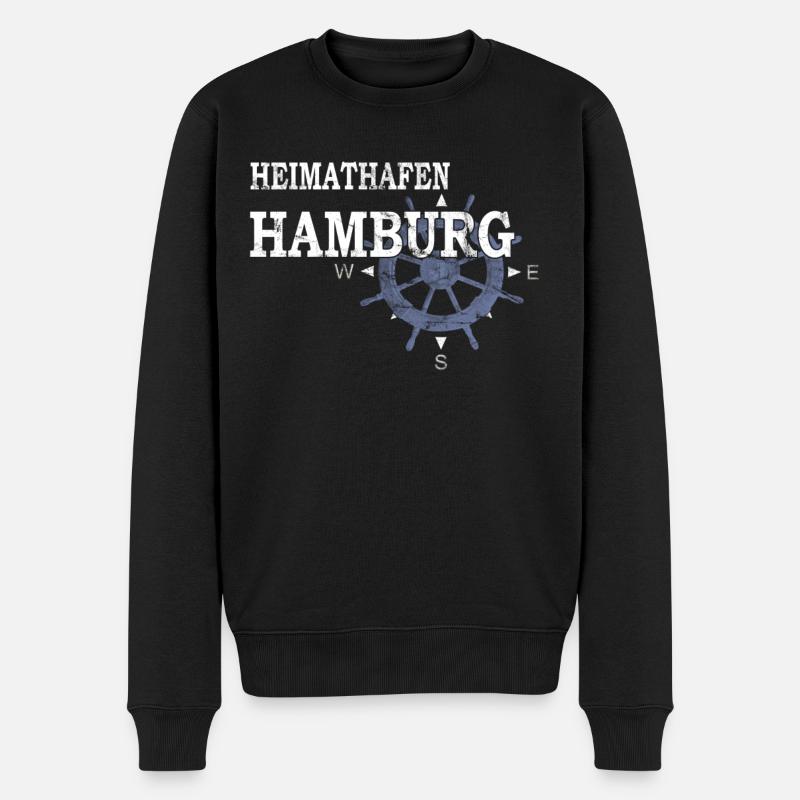 Heimathafen Hamburg - Hafenarbeiter - Männer Premium Bio Pullover - Schwarz