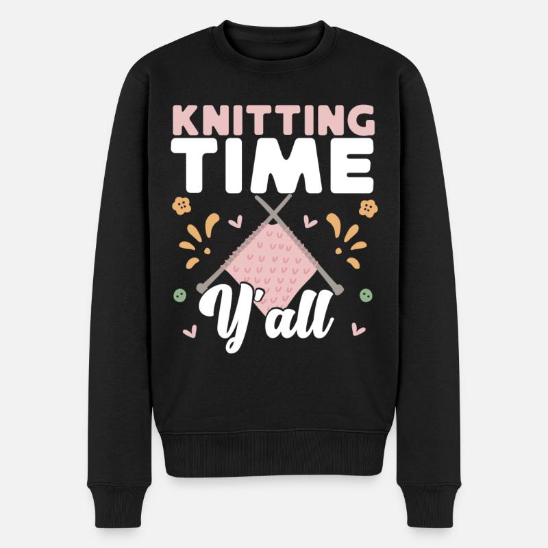 Knitting Knitter Knitting Time - Männer Premium Bio Pullover - Schwarz