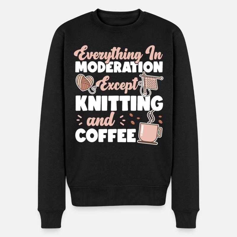 Knitting Knitter Coffee Everything - Männer Premium Bio Pullover - Schwarz