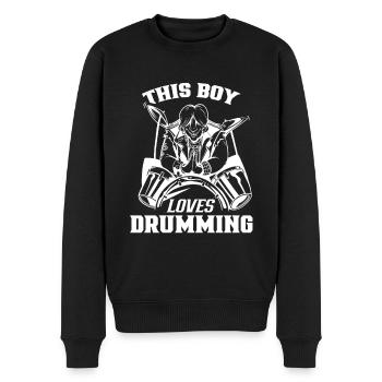 Dieser Junge Liebt Das Trommeln Drum Schlagzeug - Männer Premium Bio Pullover - Schwarz - Vorne - Nico (187cm)