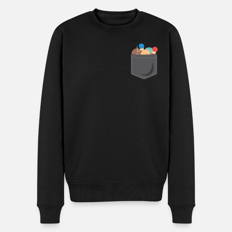 Knitting Knitter Pocket Knitting - Männer Premium Bio Pullover - Schwarz