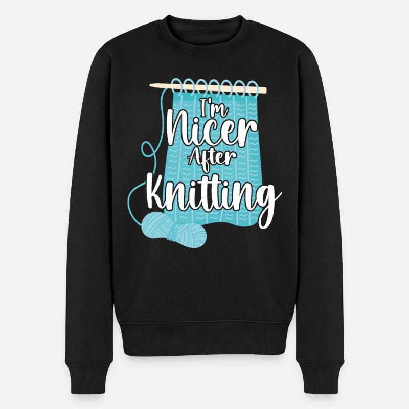 Knitting Knitter I'm Nicer After - Männer Premium Bio Pullover - Schwarz