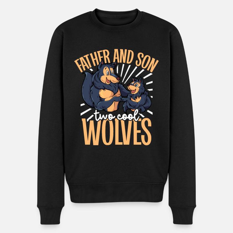 Cool Wolves - Père et fils - Pull Premium bio Homme - noir