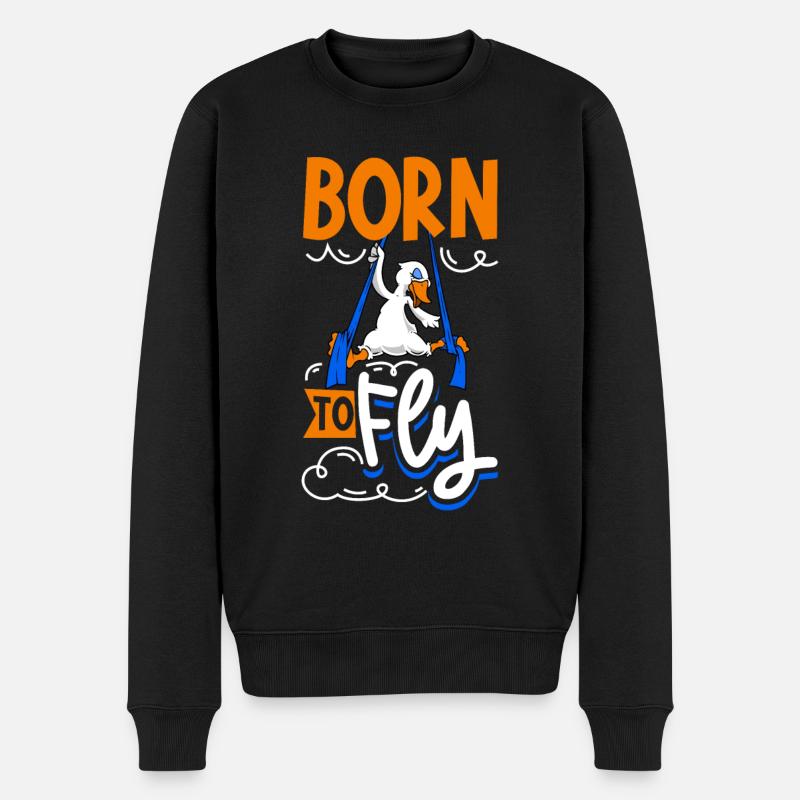 Schwan beim Aerial Silks - Männer Premium Bio Pullover - Schwarz
