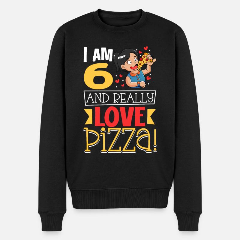 Ich bin 6 - Mädchen Pizza - Männer Premium Bio Pullover - Schwarz