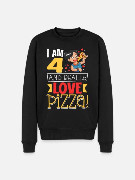 I'm 4 - Girls Pizza - Men's Premium Organic Jumper - black