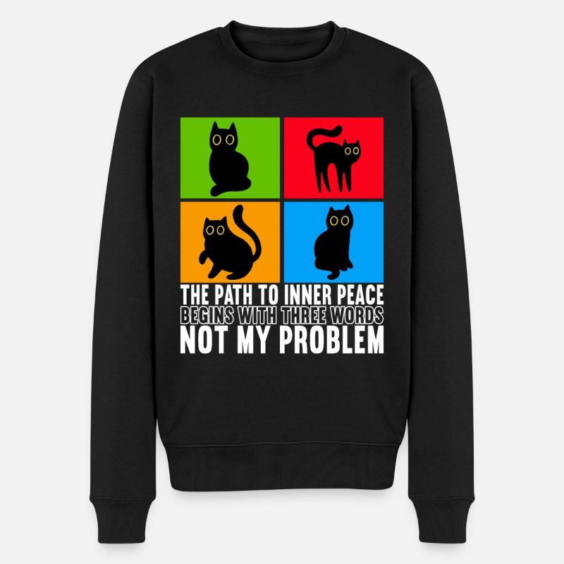 Katzen Misanthrop Sarkasmus - Männer Premium Bio Pullover - Schwarz