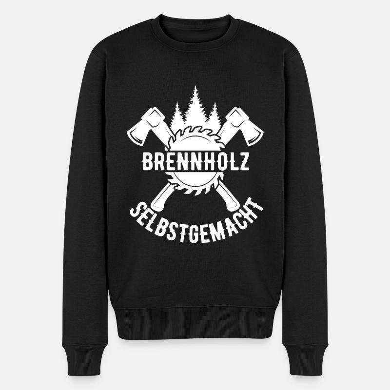 Brennholz Selbstgemacht Homemade Feuerholz - Männer Premium Bio Pullover - Schwarz