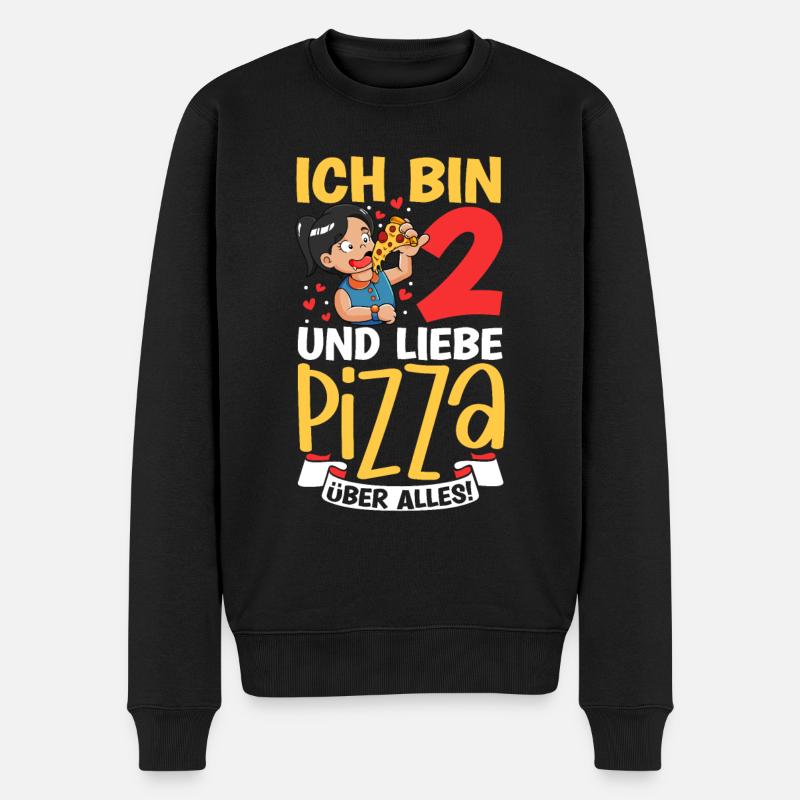 Ich bin 2 - Mädchen Pizza - Männer Premium Bio Pullover - Schwarz
