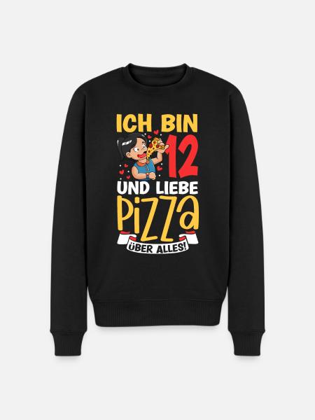 Ich bin 12 - Mädchen Pizza - Männer Premium Bio Pullover - Schwarz