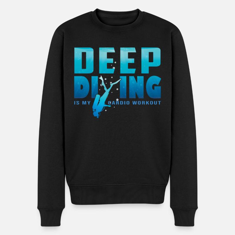 Tief Tauchen Freedive DeepDive - Männer Premium Bio Pullover - Schwarz