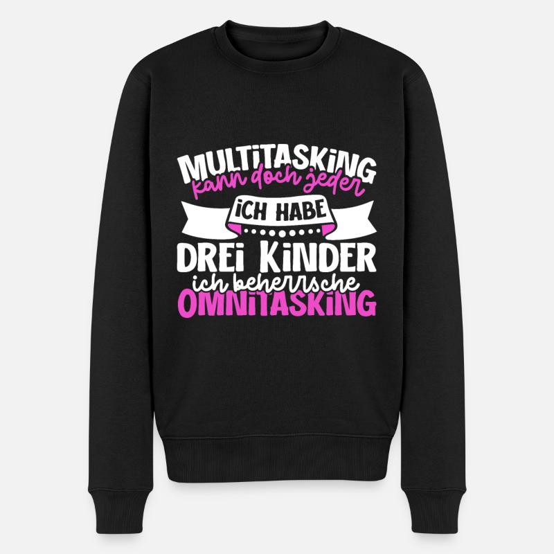 Multitasking kann jeder - Mutter und Kinder - Männer Premium Bio Pullover - Schwarz