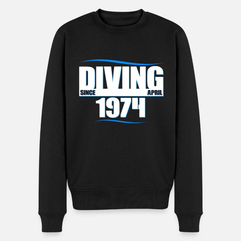 Taucher Geburtstag - Diving since April 1974 - Männer Premium Bio Pullover - Schwarz