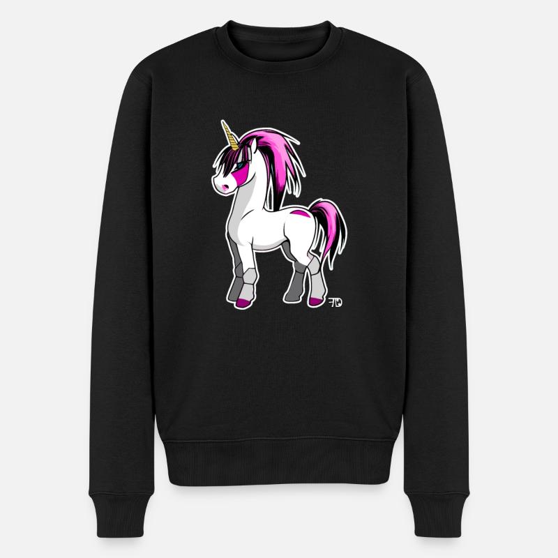 Kawaii Anime Pink Einhorn Pferd - Männer Premium Bio Pullover - Schwarz
