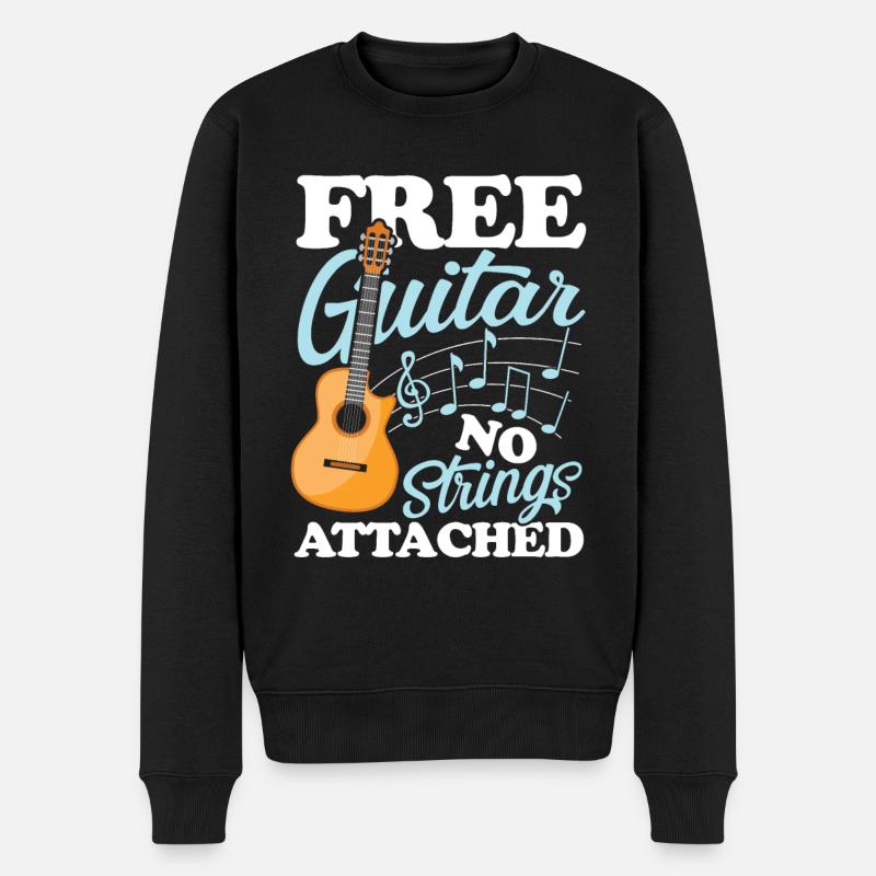 Guitar No Strings Attached - Männer Premium Bio Pullover - Schwarz