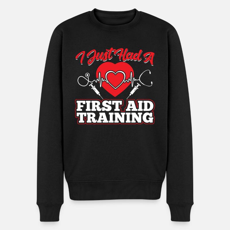 Ich Hatte Gerade Einen Erste Hilfe Kurs Lehrer - Männer Premium Bio Pullover - Schwarz