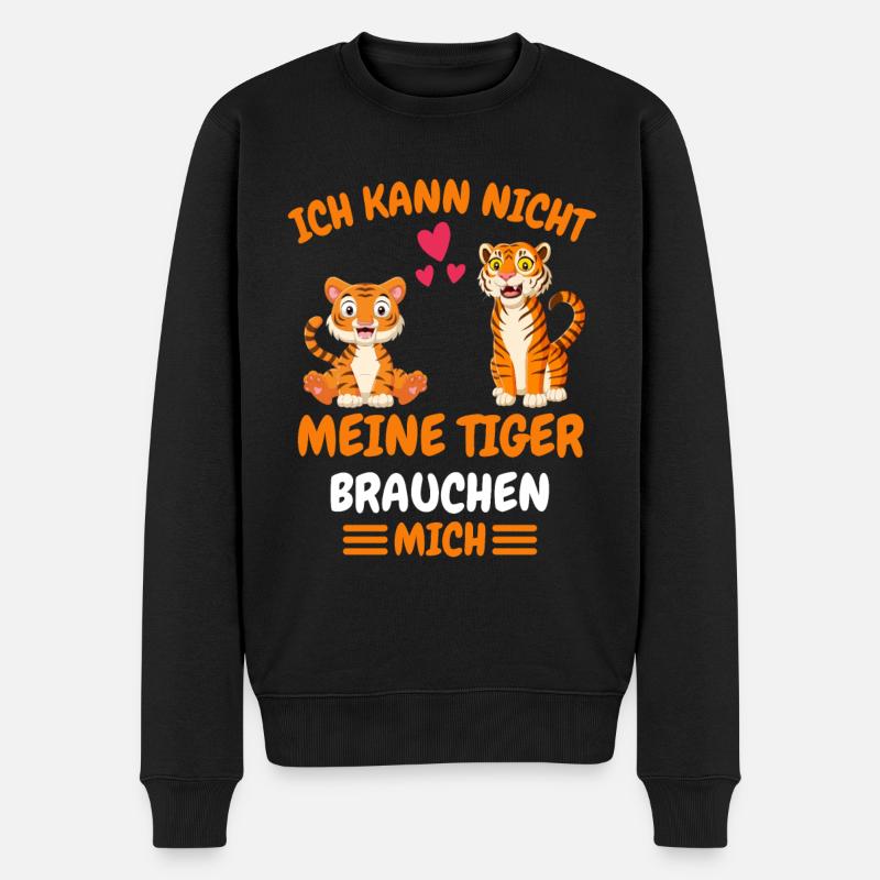 Ich kann nicht meine Tiger brauchen mich Tiger - Männer Premium Bio Pullover - Schwarz