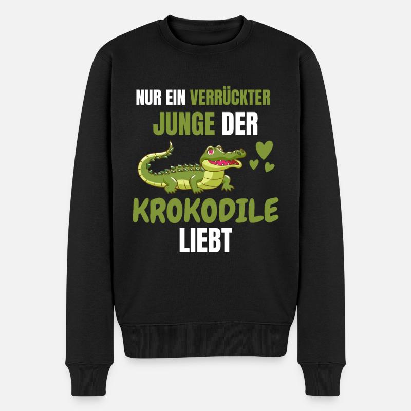 Krokodil Jungen Zoo Tier Geschenk Alligator - Männer Premium Bio Pullover - Schwarz