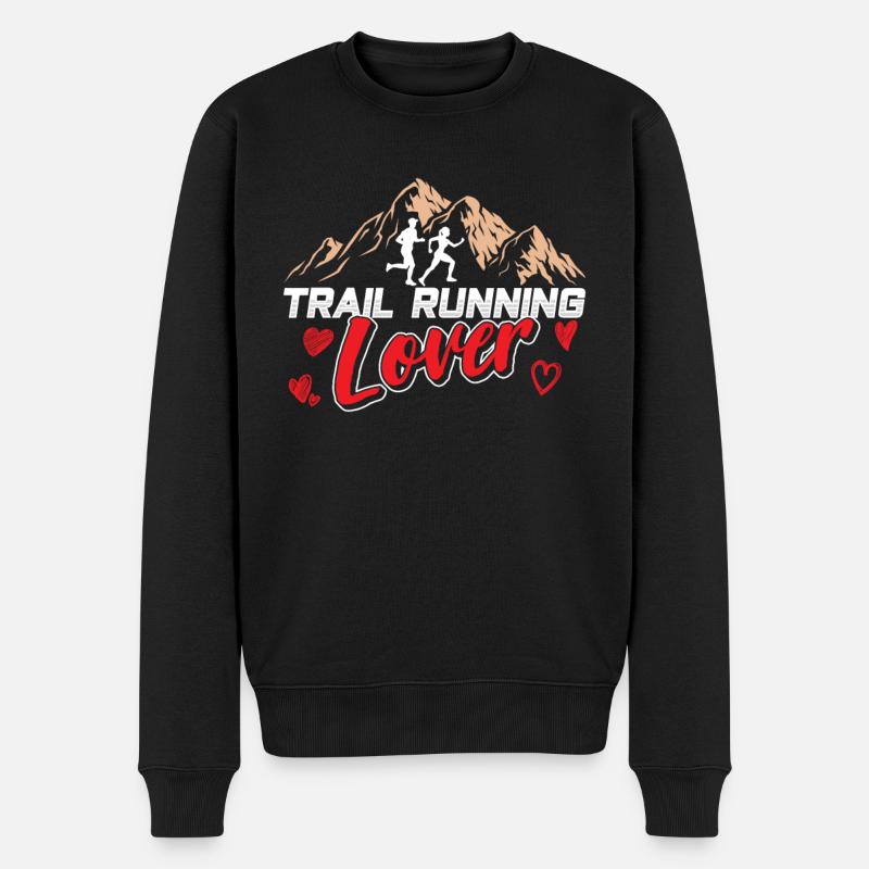 Trail Running Liebhaber Runner Rennen Traillauf - Männer Premium Bio Pullover - Schwarz