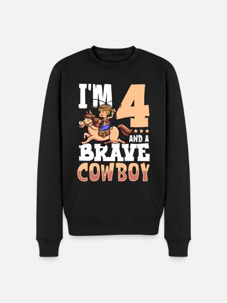I'm 4 - Boy Cowboy - Men's Premium Organic Jumper - black