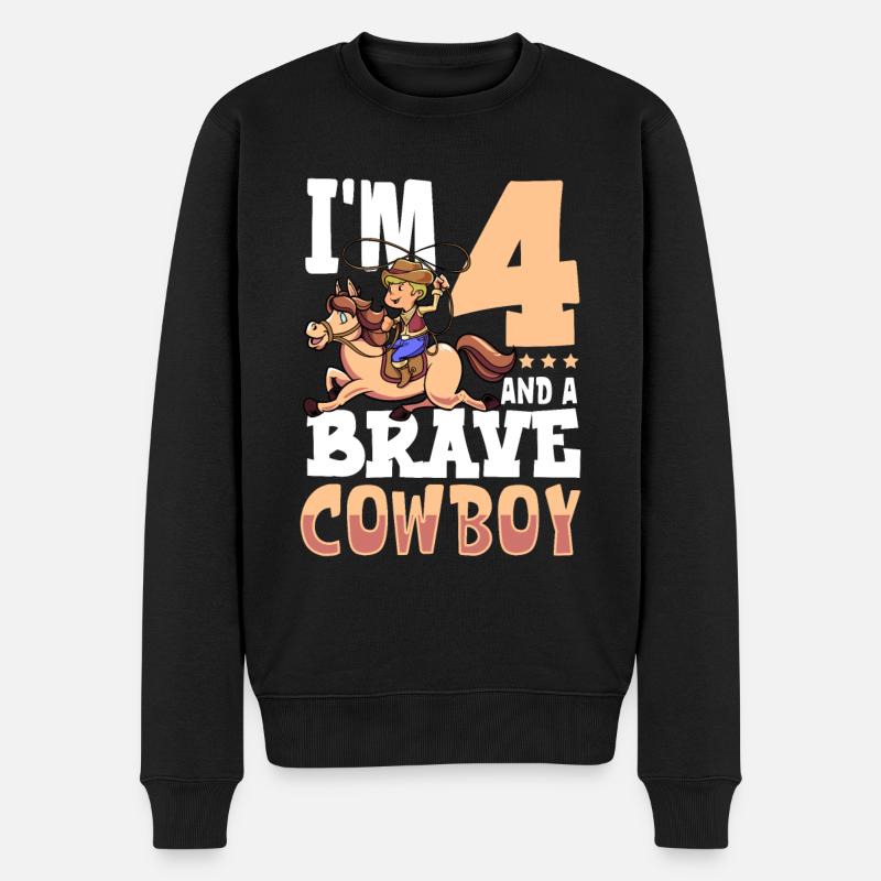 I'm 4 - Boy Cowboy - Men's Premium Organic Jumper - black