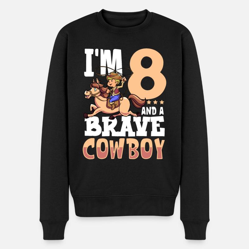 I'm 8 - Boy Cowboy - Men's Premium Organic Jumper - black