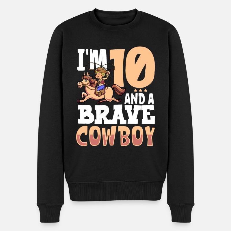 I'm 10 - Boy Cowboy - Men's Premium Organic Jumper - black