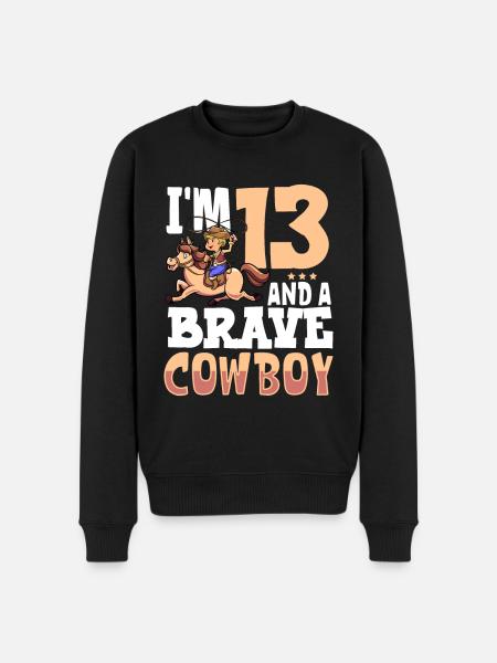 I'm 13 - Boy Cowboy - Men's Premium Organic Jumper - black