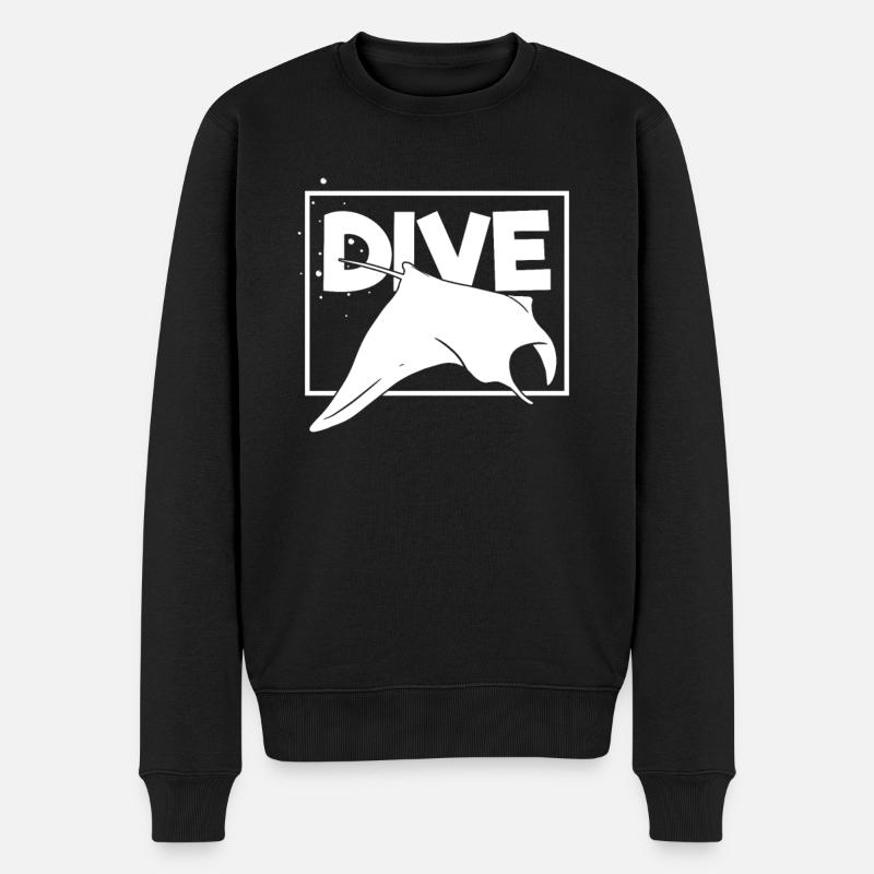 Dive with Manta Rays - Diving - Men's Premium Organic Jumper - black
