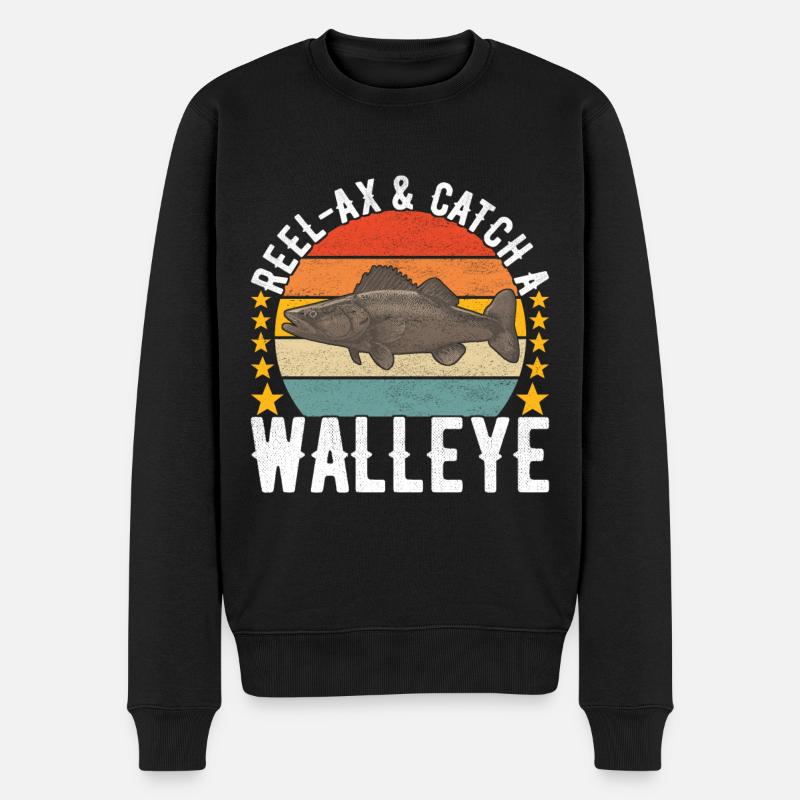 Walleye Fishing Angler - Männer Premium Bio Pullover - Schwarz
