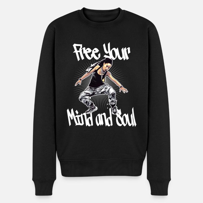 Free Your Mind And Soul Hip Hop Rap - Männer Premium Bio Pullover - Schwarz