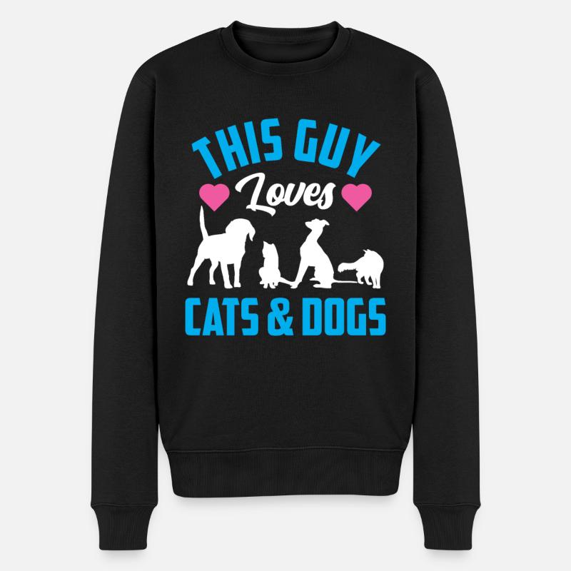 Dieser Typ Liebt Katzen Und Hunde Hund Katze - Männer Premium Bio Pullover - Schwarz